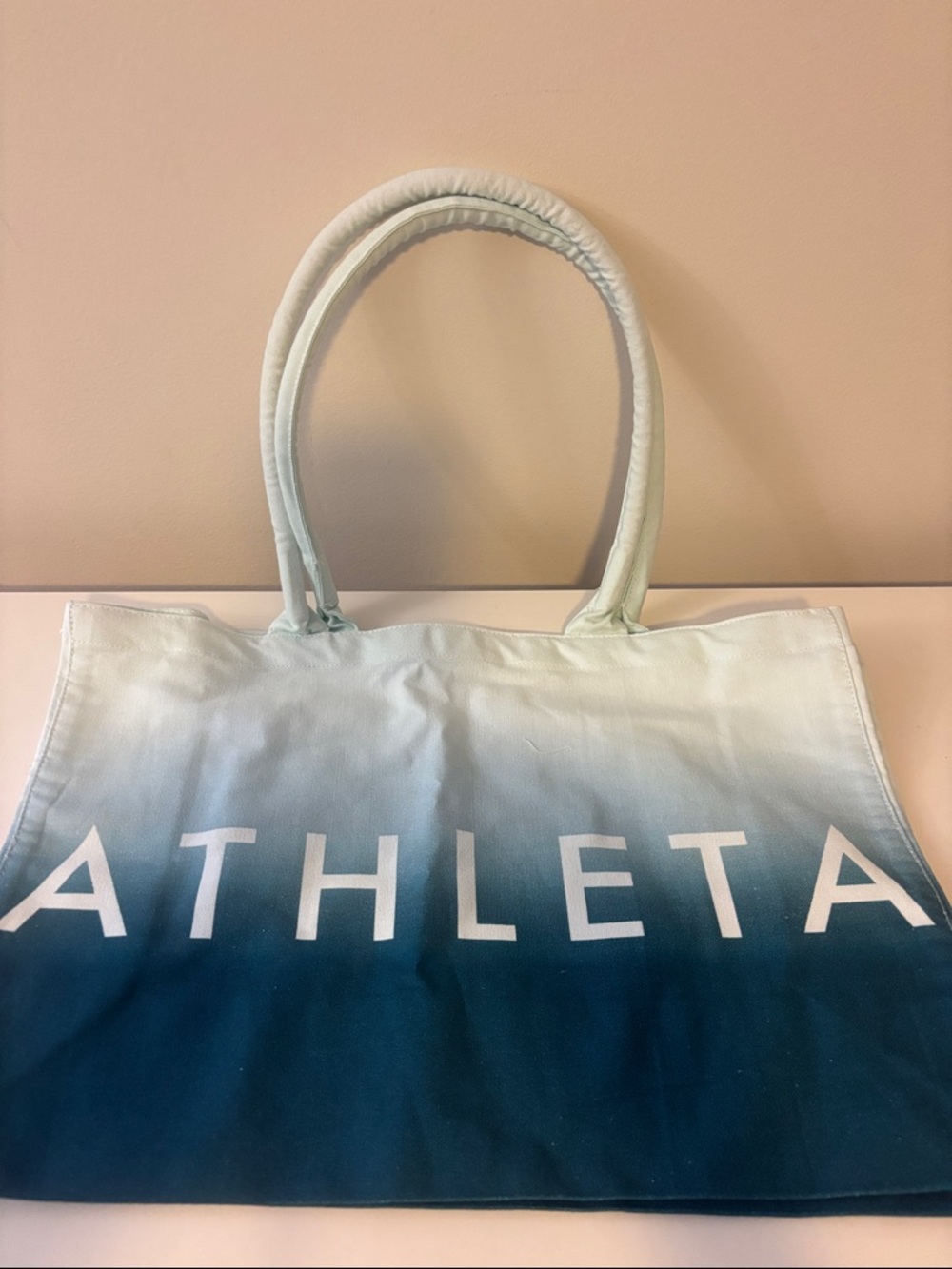 Athleta Ombre Teal to Navy Canvas Tote